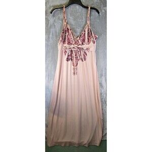 Believe Evening Dress Gown Pink Paisley Floral Long XL Sweetheart Neckline